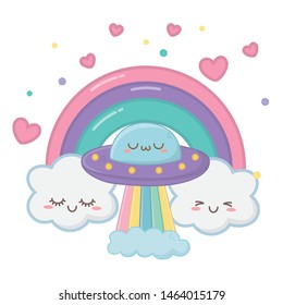 Kawaii of ufo cartoon design