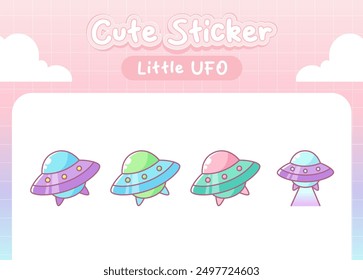 Kawaii ufo spaceships cute sticker collection