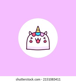 Kawaii unicorn avatar, illustration for t-shirt, sticker, or apparel merchandise. With doodle, retro, and cartoon style.