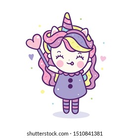 Kawaii Unicorn girl in fancy dress cute pony cartoon look like sweet donut cake food and drink, Pastel color: Fabulous fashion fairytale horse Birthday party - muffin for invitation post, t-shirt