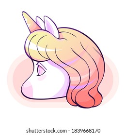 Kawaii unicorn head. cartoon vector