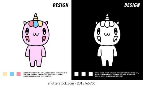 kawaii unicorn mascot cartoon. illustration for t shirt, poster, logo, sticker, or apparel merchandise.