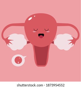 Kawaii Uterus For Ovulation Day Concept