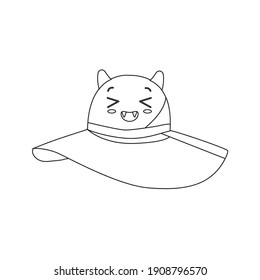 kawaii valentine hat floppy outline design
