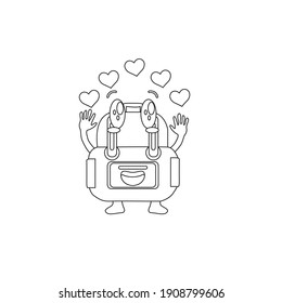 kawaii valentine school bag outline design