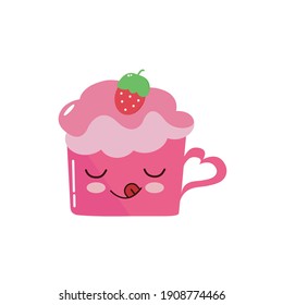 kawaii valentine strawberry cupcake fill design
