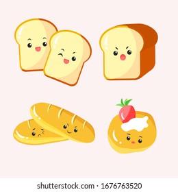 kawaii various emo bread illustration collection