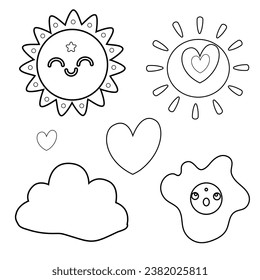 Kawaii Vector coloring pages for kids