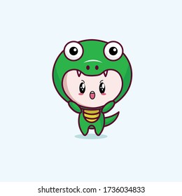 Kawaii vector Crocodile character illustration, you can use as a sticker, profile photo, object icon, etc.