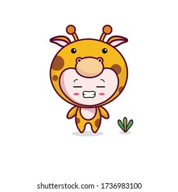 Kawaii vector Giraffe character illustration, you can use as a sticker, profile photo, object icon 