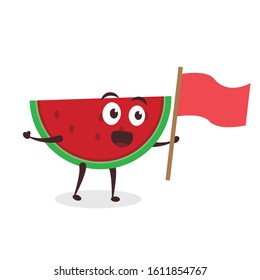 Kawaii vector illustration character cartoon cute fruit watermelon mascot holding music orchestra marching band in white background modern flat design brand