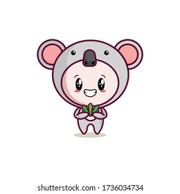 Ilustración de caracteres kawaii vector Koala, se puede usar como pegatina, foto de perfil, icono de objeto, etc.