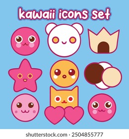 Kawaii vector set of hand-drawn cute characters, stickers, and doodles, perfect for planner decorations and freehand crafts.