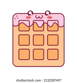 kawaii waffle design over white
