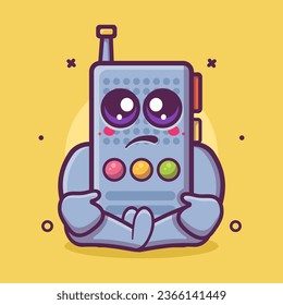 kawaii walkie talkie character mascot with sad expression isolated cartoon in flat style design