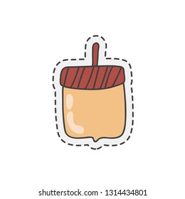 Kawaii walnuts. Hand drawn colored vector illustration.