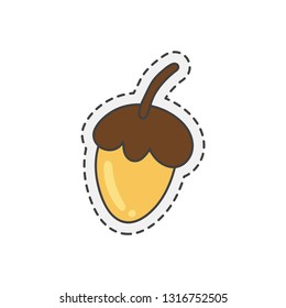 Kawaii walnuts. Various cute icon. Hand drawn colored vector.