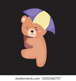 kawaii watercolor baby bear activity gesture illustration