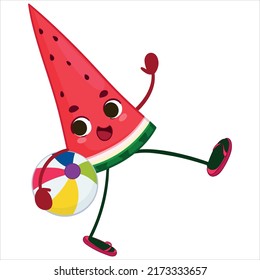 Kawaii watermelon character for summer stickers