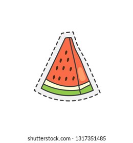Kawaii watermelon. Cute hand drawn colored vector illustration.