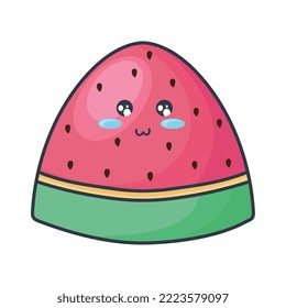 kawaii watermelon fruit character icon