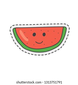 Kawaii watermelon. Various cute icon. Hand drawn colored vector.