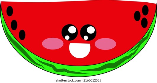 kawaii watermelon vector with color, can be used for illustration of various products