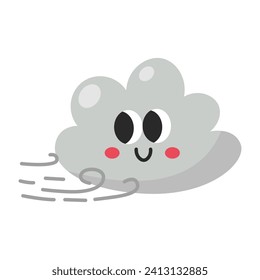 Kawaii Wind cloud cartoon icon.