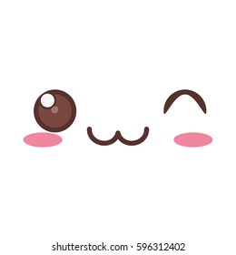 kawaii wink expression icon vector illustration eps 10