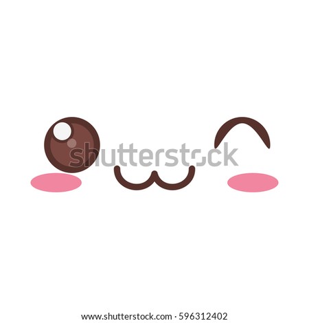kawaii wink expression icon vector illustration eps 10