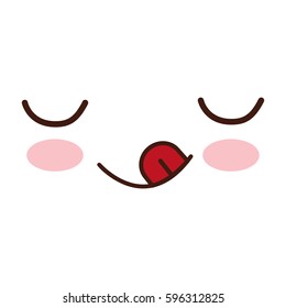 kawaii winking tongue expression icon vector illustration eps 10