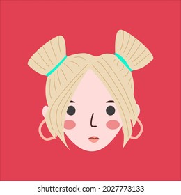 Kawaii woman face vector illustration