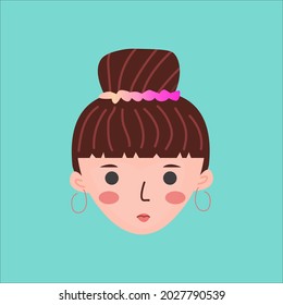 Kawaii woman face vector illustration
