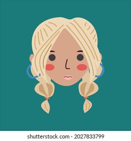 Kawaii woman face vector illustration