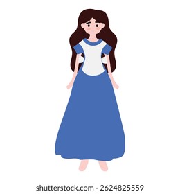 kawaii woman wearing maid dress cartoon element stock