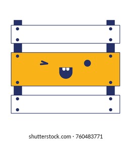 kawaii wooden basket in color sections silhouette