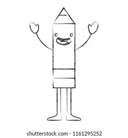 kawaii wooden pencil cartoon character