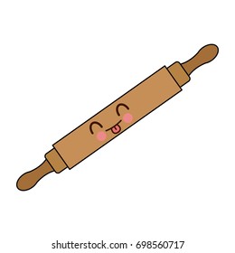 kawaii wooden rolling pin icon kitchen