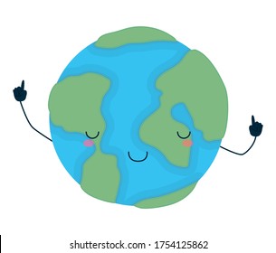 Kawaii world sphere cartoon design, Planet continent earth globe ocen sea universe science and map theme Vector illustration