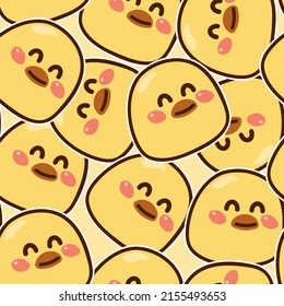 Kawaii yellow chickens vector pattern