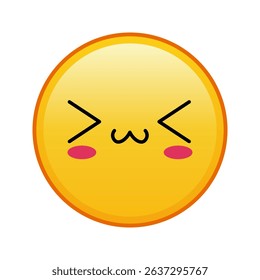 Kawaii yellow emoji with contented face with closed eyes Large size of yellow emoji