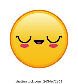 Kawaii yellow emoji with сontented face Large size of yellow emoji