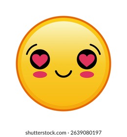 Kawaii yellow emoji with hearts in eyes face Large size of yellow emoji