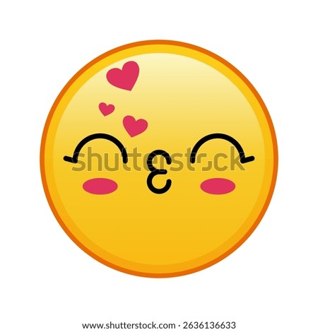 Kawaii yellow emoji with kiss with closed eyes Large size of yellow emoji