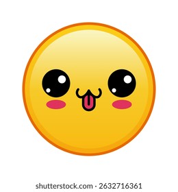 Kawaii yellow emoji with tongue Large size of yellow emoji