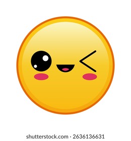 Kawaii yellow emoji with winking face Large size of yellow emoji