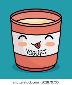 kawaii yogurt cute icon design