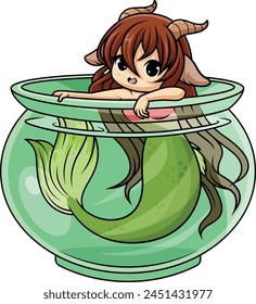 Kawaii zodiac Capricorn vector illustration