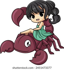 Kawaii zodiac Scorpio vector illustration
