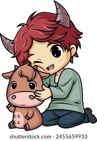 Kawaii zodiac Taurus vector illustration